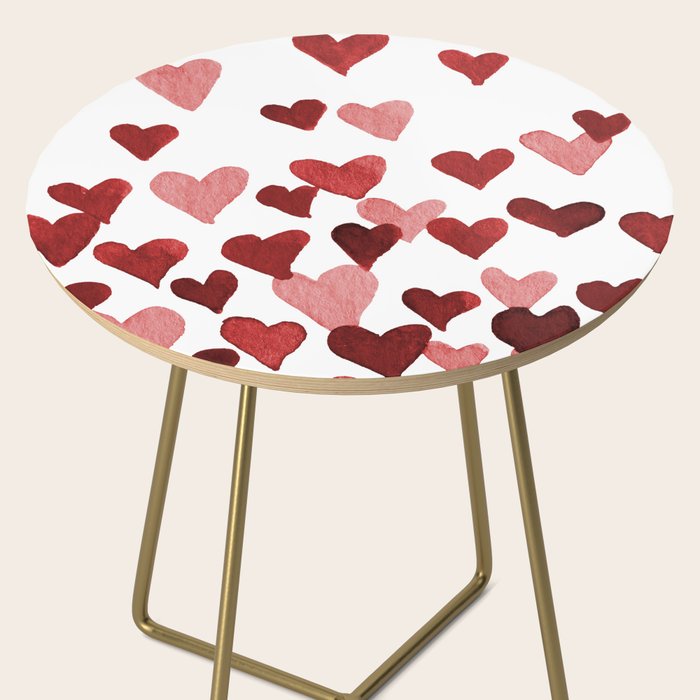 Valentine's Day Watercolor Hearts - red Side Table Gallery Image 2