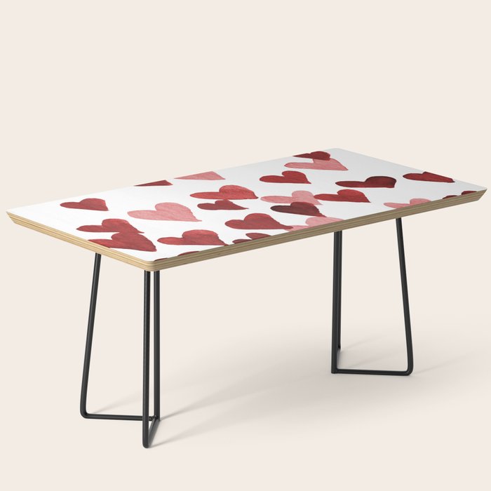 Valentine's Day Watercolor Hearts - red Coffee Table Gallery Image 1