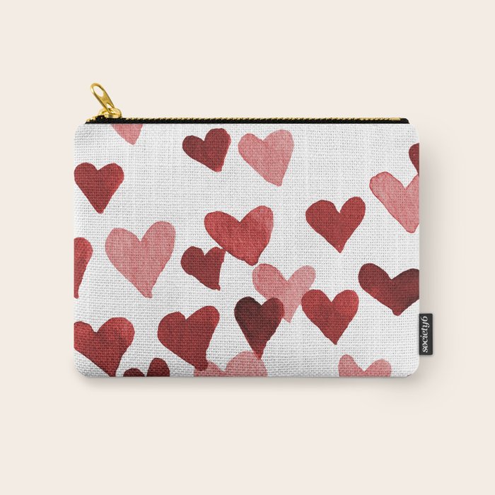 Valentine's Day Watercolor Hearts - red Carry All Pouch Gallery Image 1