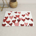 Valentine's Day Watercolor Hearts - red Rug Gallery Image 1