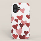 Valentine's Day Watercolor Hearts - red iPhone Case Gallery Image 1