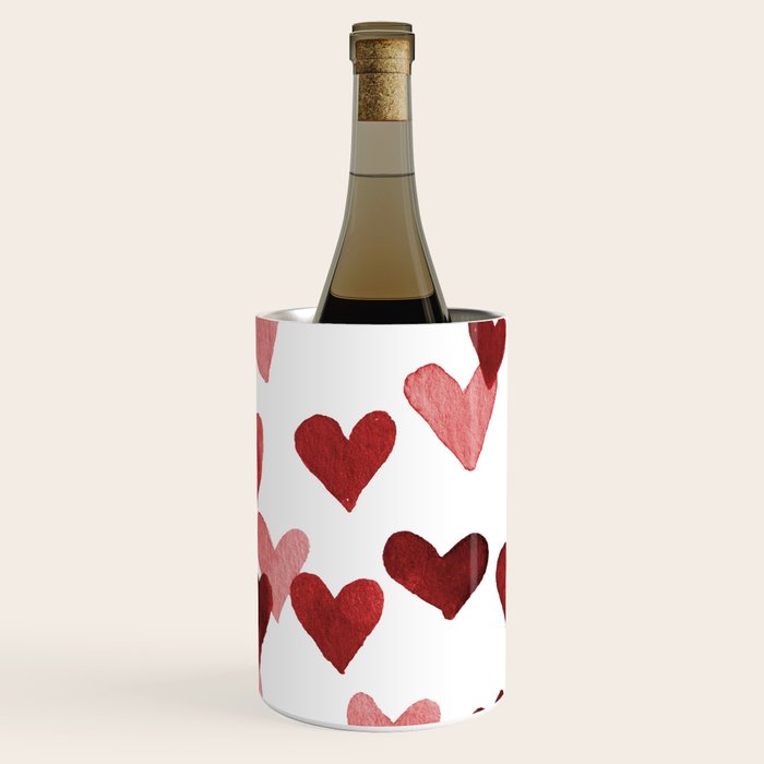 Valentine's Day Watercolor Hearts - red Wine Chiller Gallery Image 3