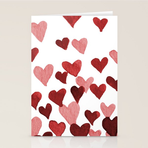 Valentine's Day Watercolor Hearts - red Stationery Card Gallery Image 2