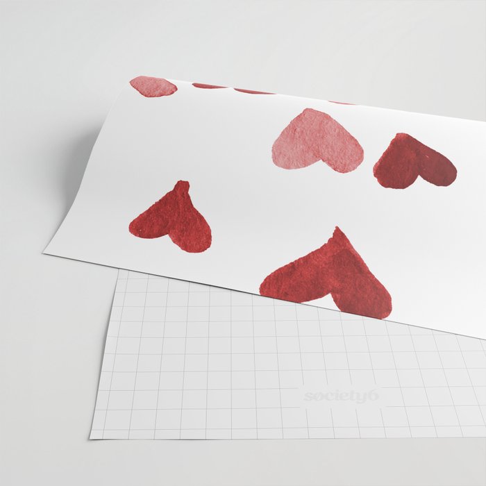 Valentine's Day Watercolor Hearts - red Wrapping Paper Gallery Image 2