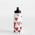 Valentine's Day Watercolor Hearts - red Water Bottle Gallery Image 3