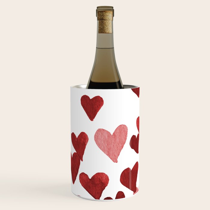 Valentine's Day Watercolor Hearts - red Wine Chiller Gallery Image 2