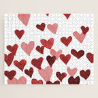 Valentine's Day Watercolor Hearts - red Jigsaw Puzzle Gallery Image 1