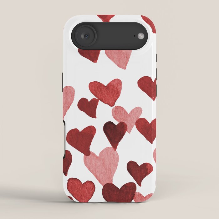 Valentine's Day Watercolor Hearts - red iPhone Case Gallery Image 2
