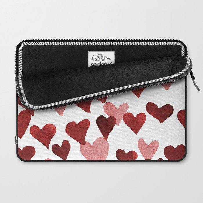 Valentine's Day Watercolor Hearts - red Laptop Sleeve Gallery Image 2