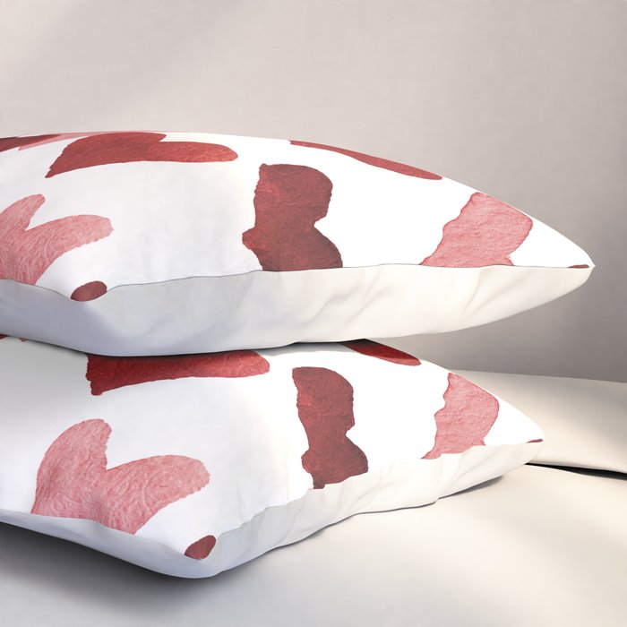 Valentine's Day Watercolor Hearts - red Pillow Sham Gallery Image 3