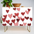 Valentine's Day Watercolor Hearts - red Credenza Gallery Image 1