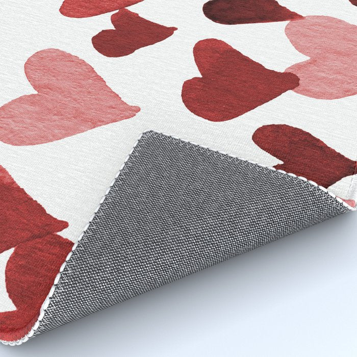 Valentine's Day Watercolor Hearts - red Rug Gallery Image 4