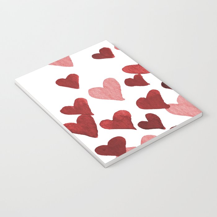 Valentine's Day Watercolor Hearts - red Notebook Gallery Image 3