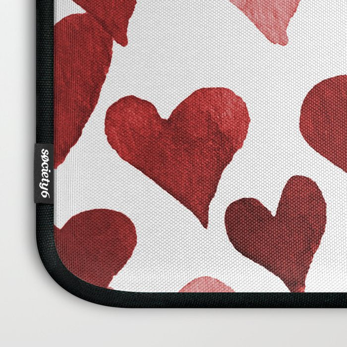 Valentine's Day Watercolor Hearts - red Laptop Sleeve Gallery Image 3