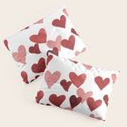Valentine's Day Watercolor Hearts - red Pillow Sham Gallery Image 3