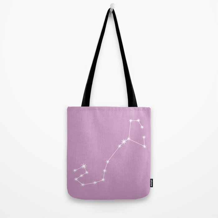 Scorpio Zodiac Star Constellation Line Art Pastel Lilac Tote Bag Gallery Image 2