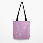 Scorpio Zodiac Star Constellation Line Art Pastel Lilac Tote Bag Gallery Image 2