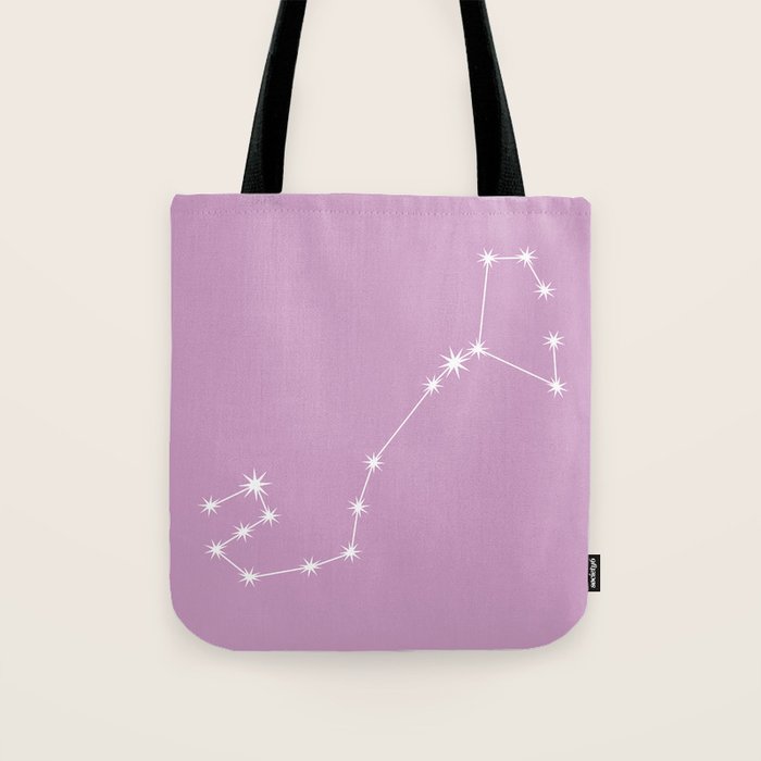 Scorpio Zodiac Star Constellation Line Art Pastel Lilac Tote Bag Gallery Image 1