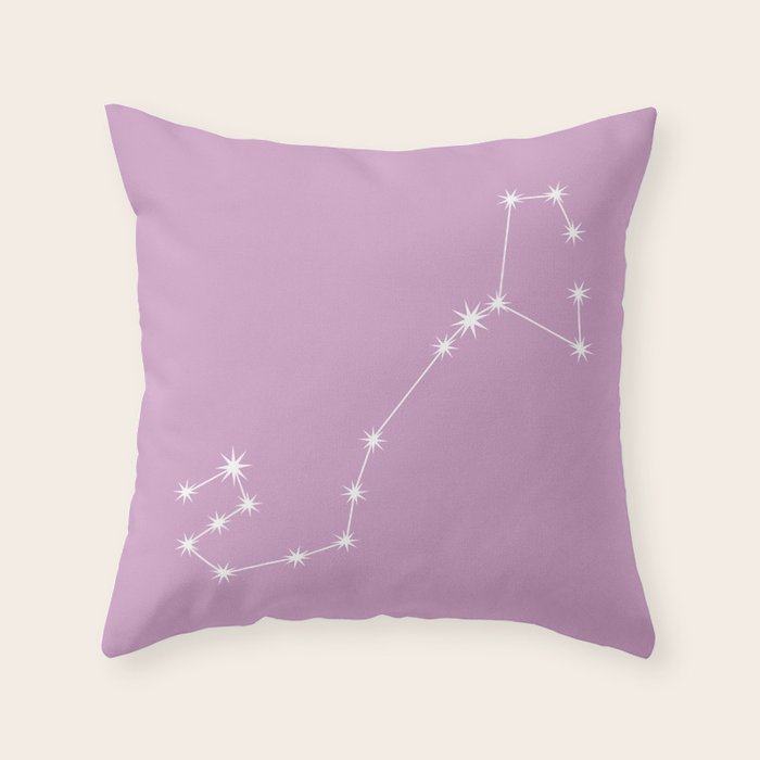 Scorpio Zodiac Star Constellation Line Art Pastel Lilac Throw Pillow Gallery Image 6