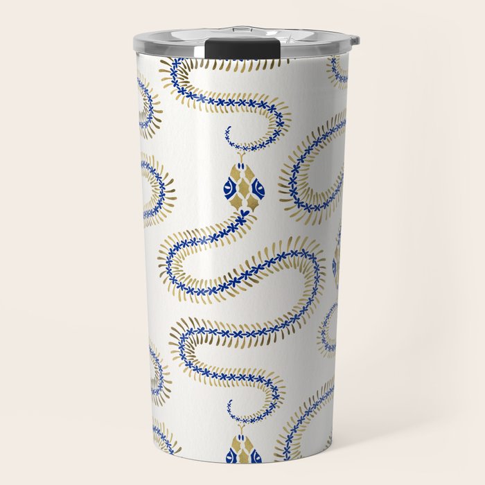 Snake Skeleton - Navy & Gold Palette Travel Mug Gallery Image 1