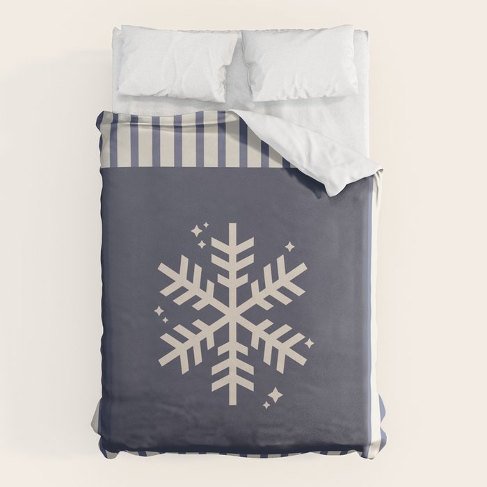 Snowflake Blue Striped Duvet Cover Gallery Image 6