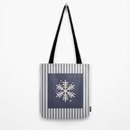 Snowflake Blue Striped Tote Bag Gallery Image 2