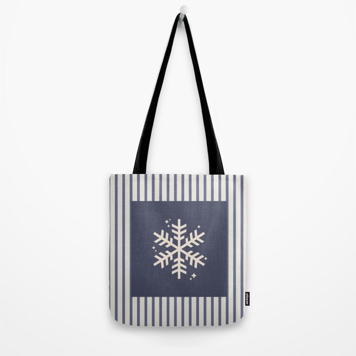 Snowflake Blue Striped Tote Bag Gallery Image 2