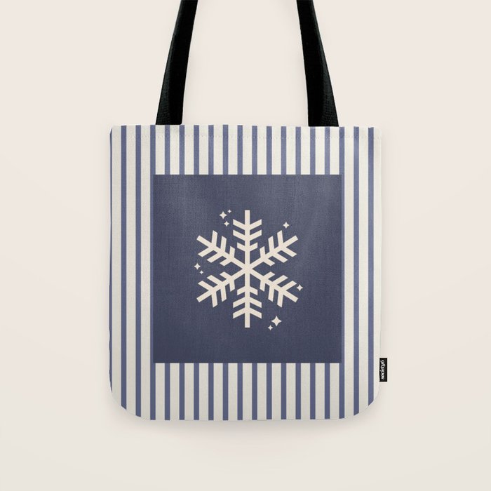 Snowflake Blue Striped Tote Bag Gallery Image 1