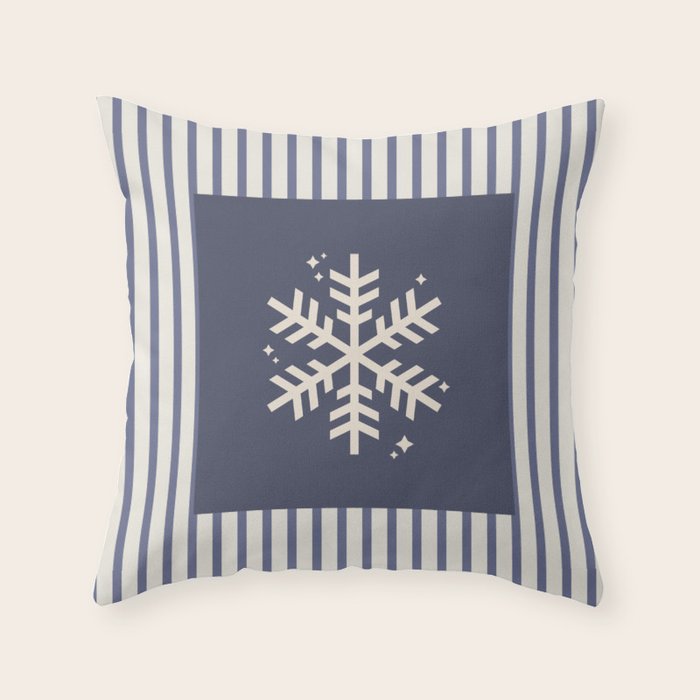 Snowflake Blue Striped Throw Pillow Gallery Image 6