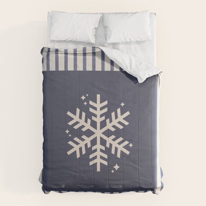 Snowflake Blue Striped Comforter Gallery Image 6