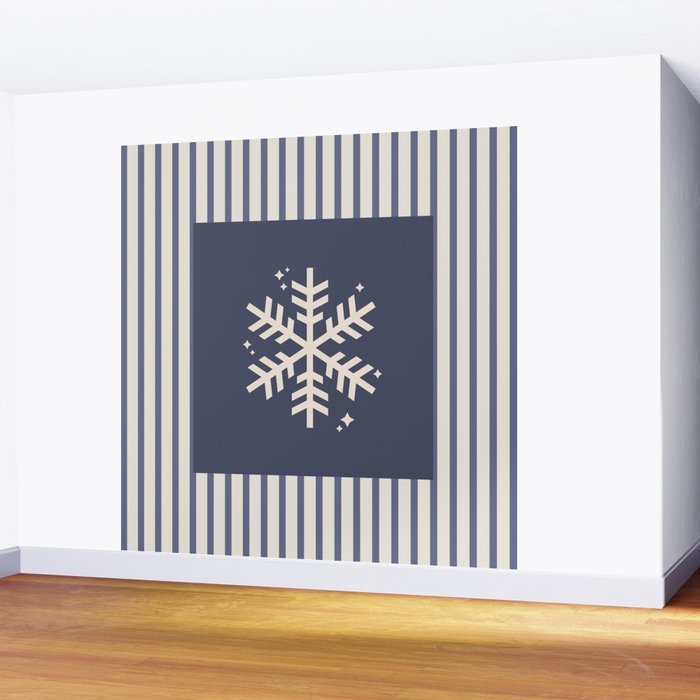Snowflake Blue Striped Wall Mural Gallery Image 2