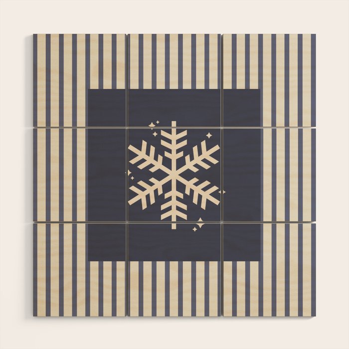 Snowflake Blue Striped Wood Wall Art Gallery Image 1
