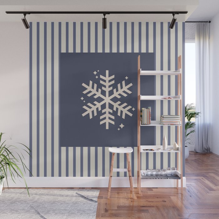 Snowflake Blue Striped Wall Mural Gallery Image 1