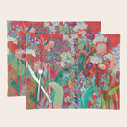 Red floral Jungle Garden Botanical featuring Proteas, Reeds, Eucalyptus, Ferns and Birds of Paradise Placemat Gallery Image 1