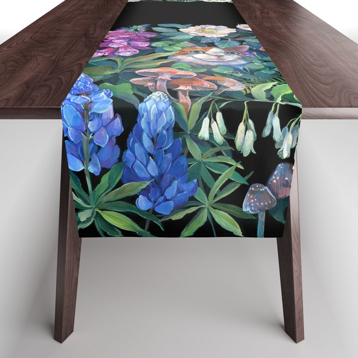 Cats Flower Garden Table Runner