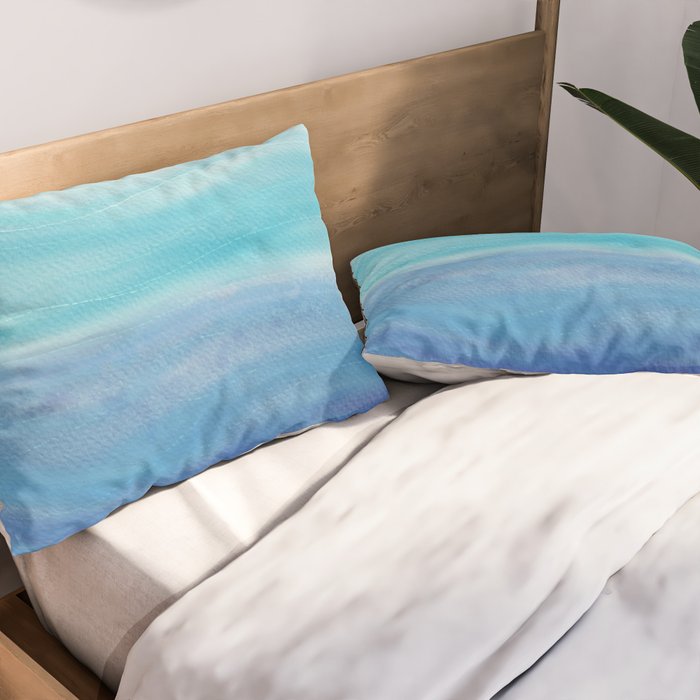 Sea Waves, Abstract Watercolor Painting Pillow Sham Gallery Image 2