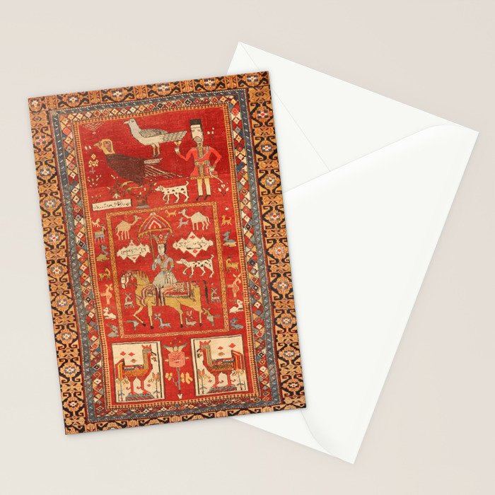 Kuba Hunting Rug With Birds Horses Camels Print Stationery Card Gallery Image 2