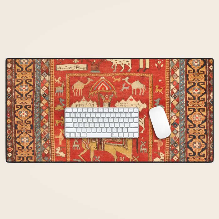 Kuba Hunting Rug With Birds Horses Camels Print Desk Mat Gallery Image 1