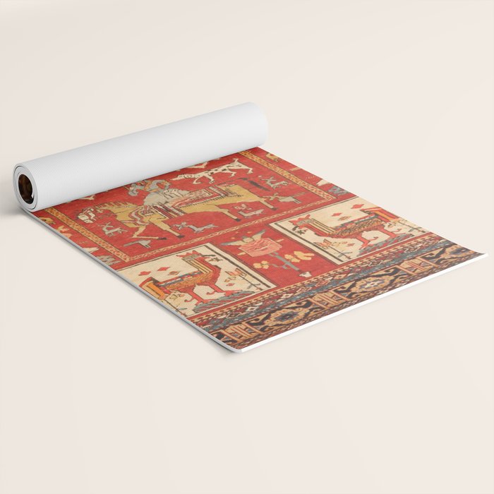 Kuba Hunting Rug With Birds Horses Camels Print Yoga Mat Gallery Image 2