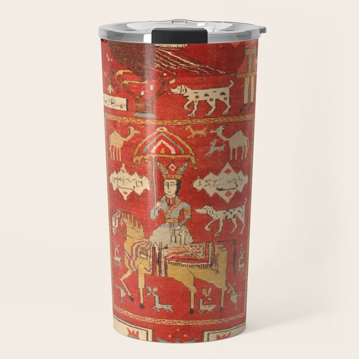 Kuba Hunting Rug With Birds Horses Camels Print Travel Mug Gallery Image 1