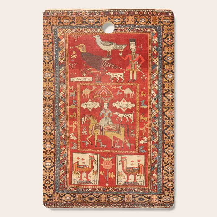 Kuba Hunting Rug With Birds Horses Camels Print Cutting Board Gallery Image 1