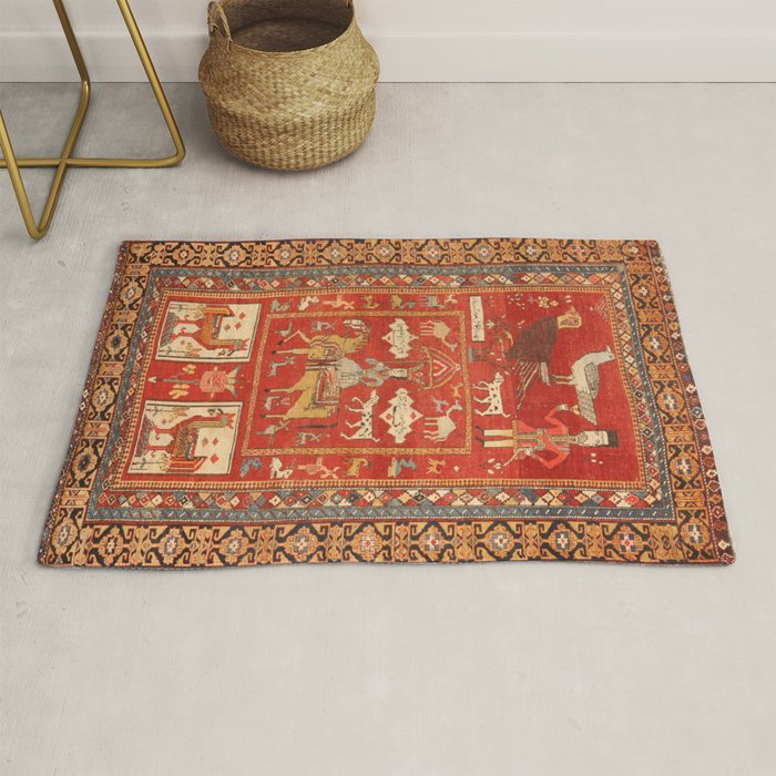 Kuba Hunting Rug With Birds Horses Camels Print Rug Gallery Image 1