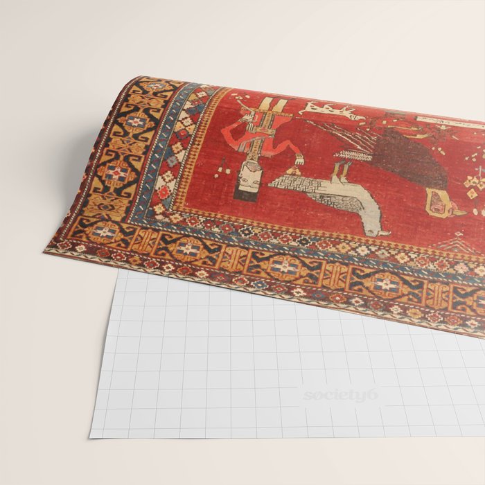 Kuba Hunting Rug With Birds Horses Camels Print Wrapping Paper Gallery Image 2