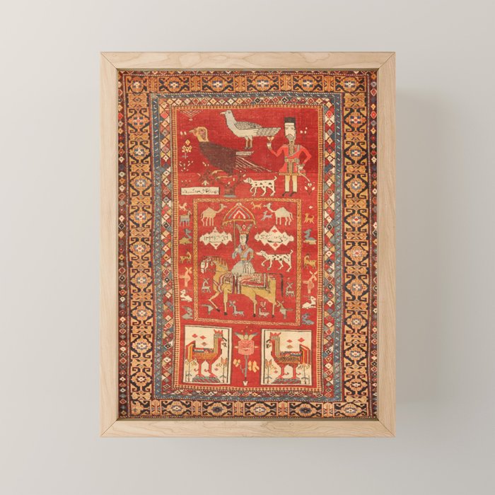 Kuba Hunting Rug With Birds Horses Camels Print Mini Art Print Gallery Image 1