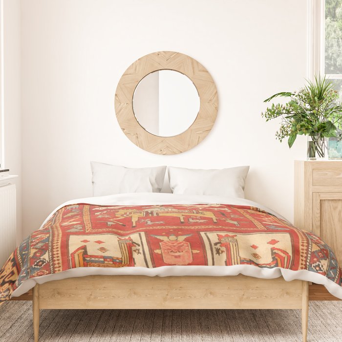 Kuba Hunting Rug With Birds Horses Camels Print Duvet Cover Gallery Image 3