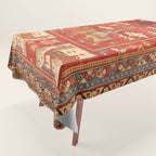 Kuba Hunting Rug With Birds Horses Camels Print Tablecloth Gallery Image 1