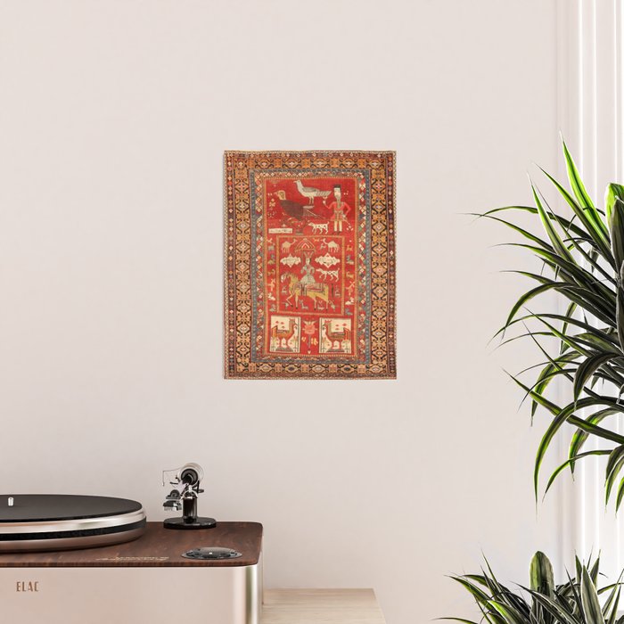 Kuba Hunting Rug With Birds Horses Camels Print Poster Gallery Image 2