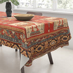 Kuba Hunting Rug With Birds Horses Camels Print Tablecloth Gallery Image 3