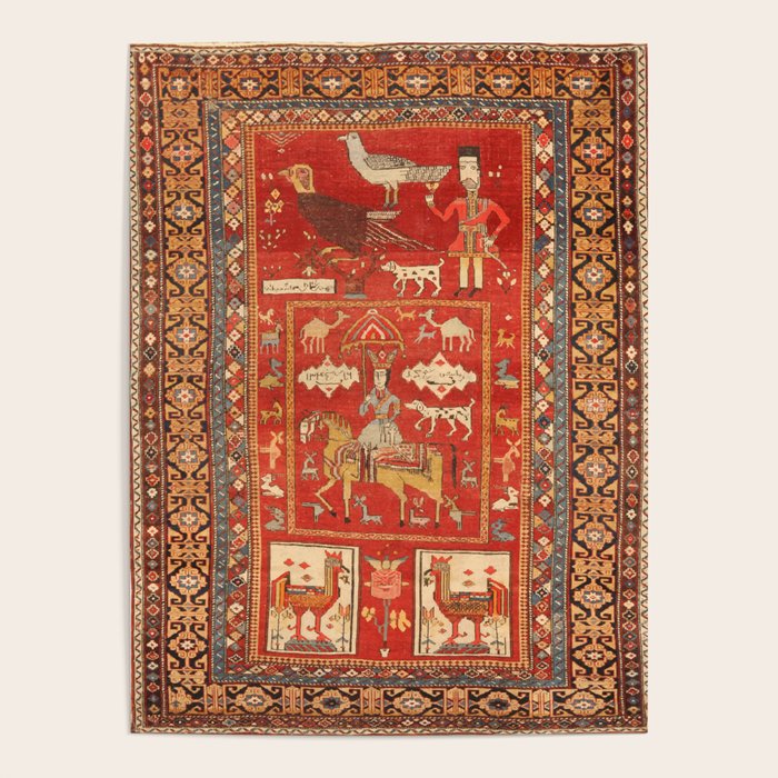 Kuba Hunting Rug With Birds Horses Camels Print Poster Gallery Image 4