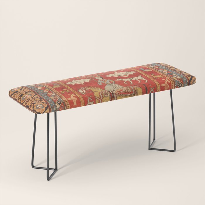 Kuba Hunting Rug With Birds Horses Camels Print Bench Gallery Image 1